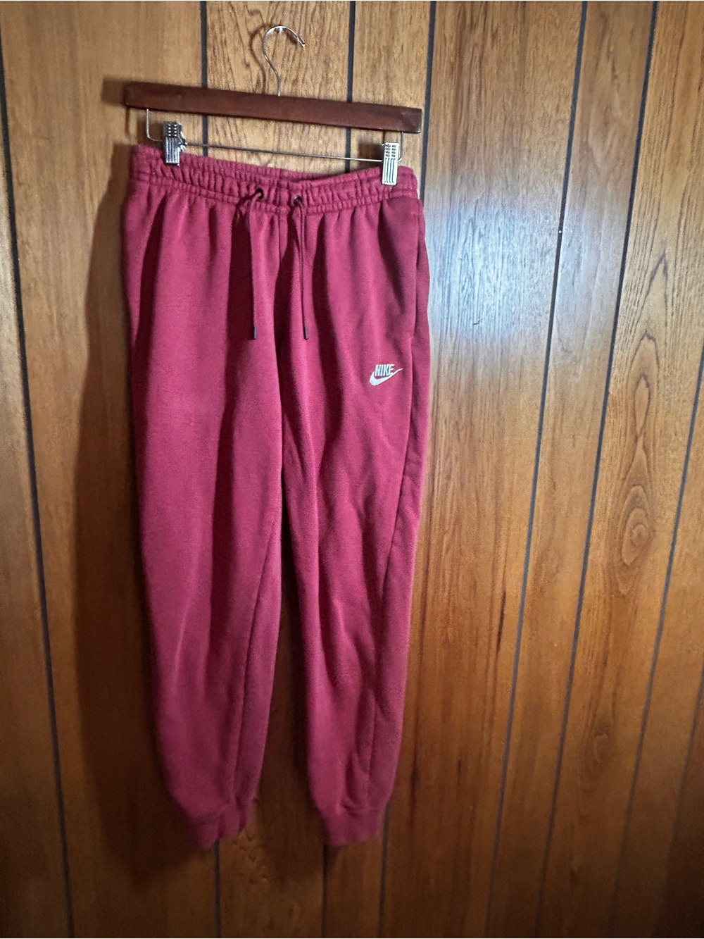 Nike Kids Maroon Fleece Joggers with Drawstring Waist